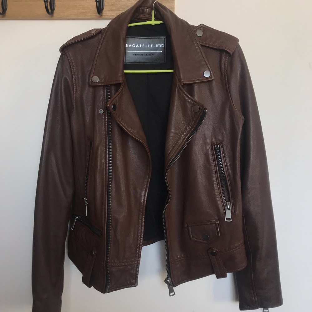 Bagatelle dark brown genuine leather jacket size M